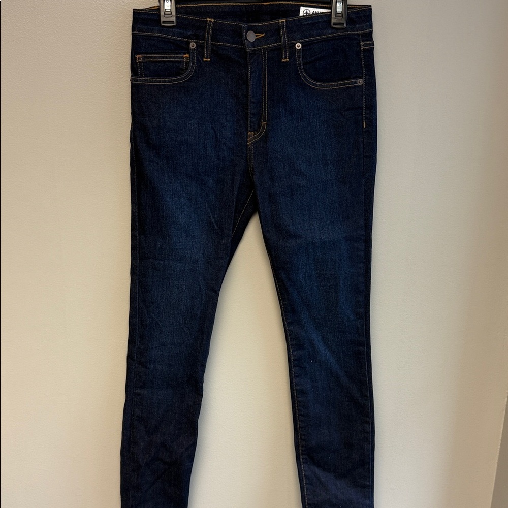 Aviator Dark Wash Skinny Jeans Size 29 Stretch Denim 27 Inseam - Picture 2 of 8